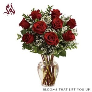 Red Roses & Alyssum Vase