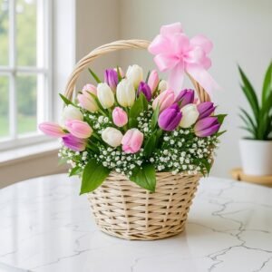Blushing Tulip Basket